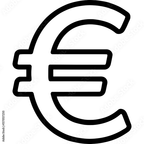 Euro sign outline icon vector