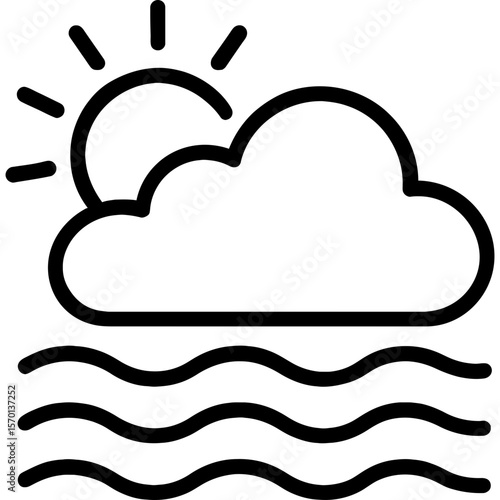 Foggy weather outline icon vector