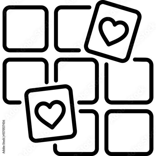 Memory matching cards outline icon vector