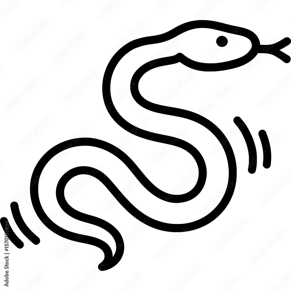 Fototapeta premium Snake slithering s-curve outline icon vector