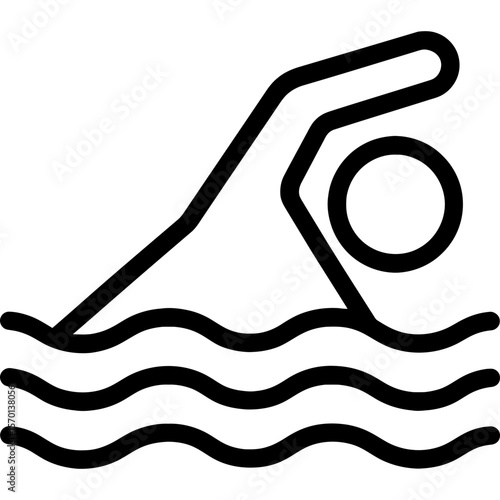 Swimming person freestyle stroke outline icon vector