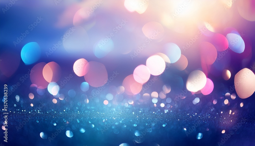 Obraz premium defocused reflection ethereal glow abstract shine color lens flare floating on blurred blue pink bokeh light background