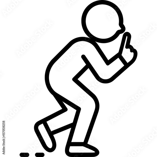 Tiptoeing silhouette outline icon vector