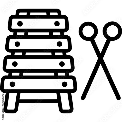 Toy xylophone outline icon vector