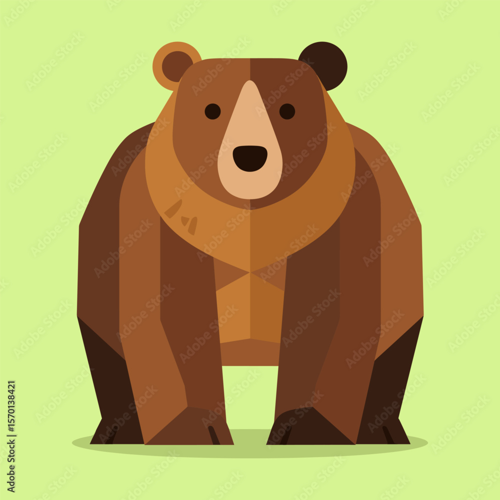 Obraz premium Stylized Brown Bear in Flat Geometric Style