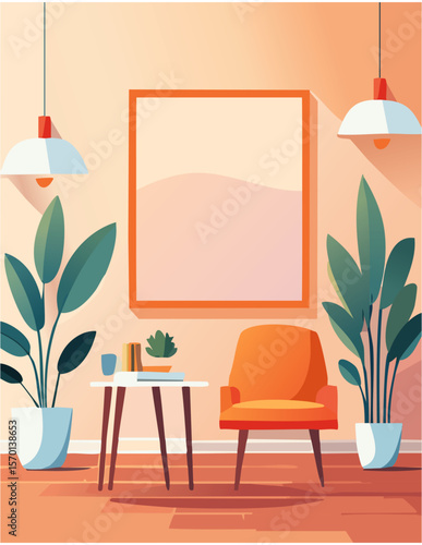 Mockup poster frame in minimalist interior
