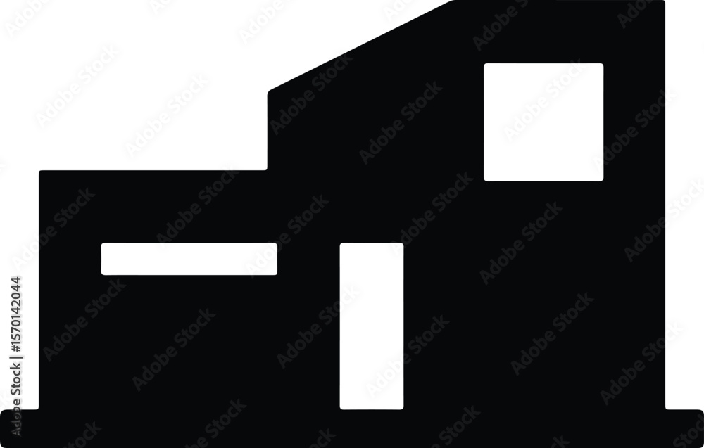 Silhouette modern commercial building block exterior vector illustration Silhouette modern commercial building block exterior vector illustration