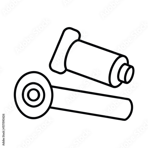 Fitness dumbbell yoga mat wellness line art Vector illustration
