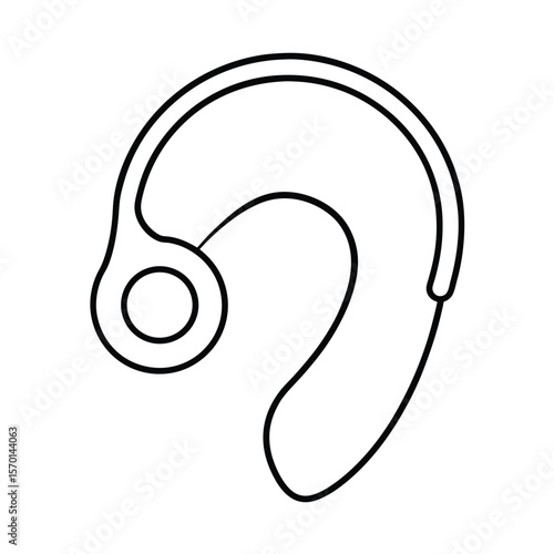 Hearing aid device close up modern line drawing Vector illustration