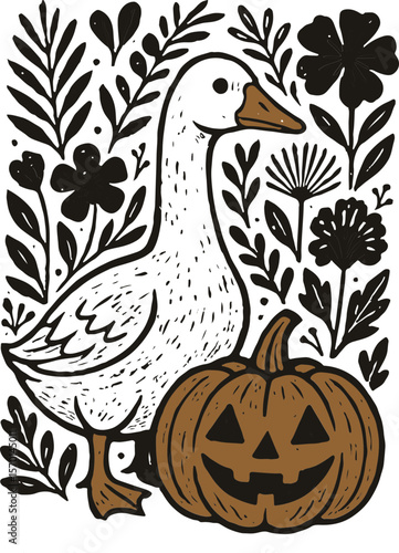 Halloween goose fall svg ,Silly halloween goose svg ,Funny goose Halloween  