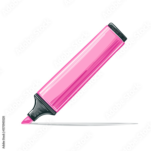 Bright pink highlighter drawing single line on black background creating emphasis and colorful notes stationery supplies for study or work