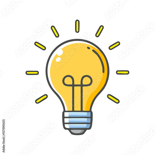 Bright Yellow Lightbulb Shining with Rays Isolated on Black Idea Concept Innovation