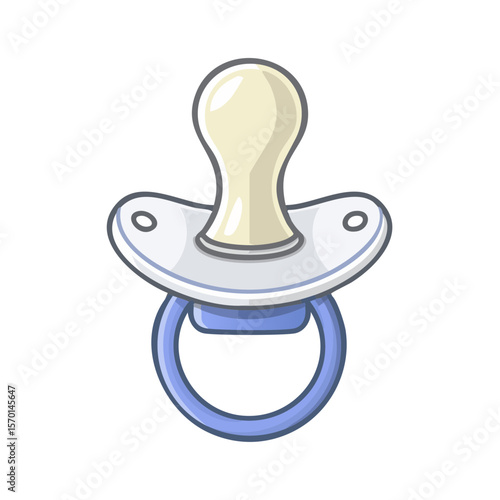 Baby Soother Illustration with Blue Ring and White Guard on a Black Backdrop