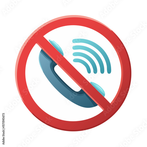 No phone call icon with prohibition sign - Mobile call restriction or silent mode symbol