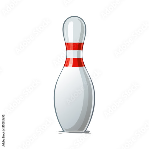 Isolated Cartoon Bowling Pin with Red Stripes on Black Background Ready for Gameplay
