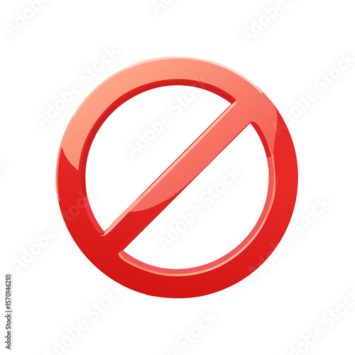 Red Forbidden Sign, No Symbol Icon on Black, Circle with Diagonal Line Graphic