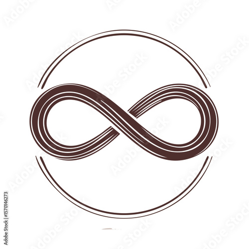 Eternal Circle Infinity Symbol Brown and White Lines on Dark Backdrop Concept of Unlimited Potential Endless Possibilities