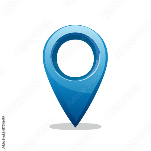 Blue map pin icon for location or destination guidance depicting navigation concept and geospatial markers on maps illustration