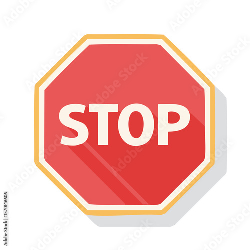 Stop sign illustration for safety and regulatory concept with caution and warning for driver and pedestrian to halt