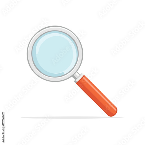 Cartoon magnifying glass illustration with orange handle for search find look concept over black background discovery icon