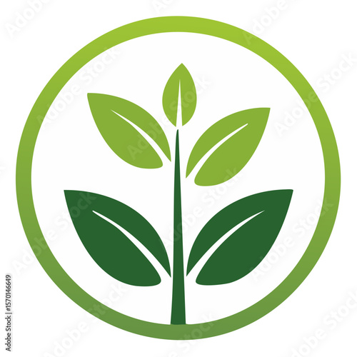 Plant sprout icon with leaves in green circle representing growth and sustainability for eco-friendly brands