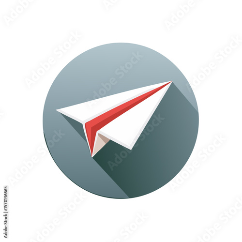 Paper airplane icon on round button with shadow symbol of journey travel and flight communication message delivery concept design Free Download Paper airplane icon on round button with shadow symbol of journey travel and flight communication message delivery concept design - GFXLoad