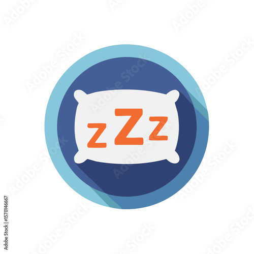 Sleep Icon with Pillow and Zzzs Inside Circle for Rest and Relaxation Concept Graphic