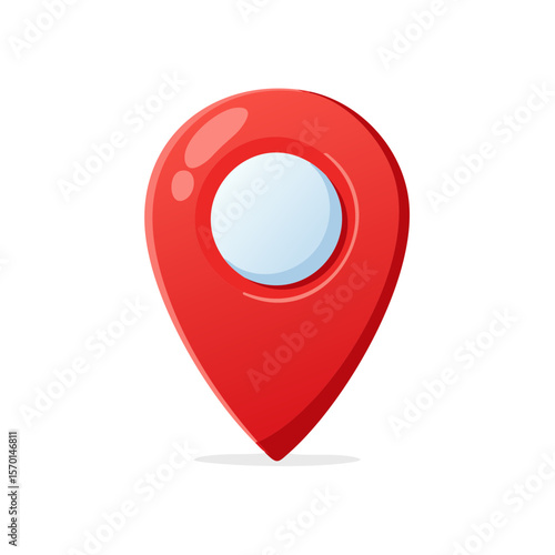 Simple red map pointer icon on a black background locating destinations and locations for travel or technology designs