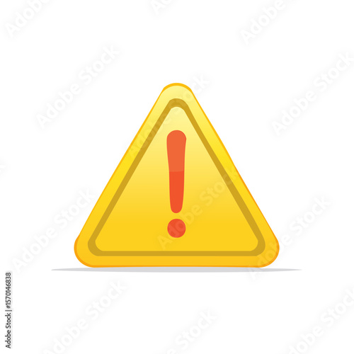 Alert Symbol Vector, Yellow Triangle with Red Exclamation Point, Warning Sign