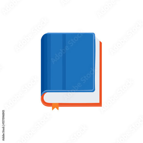 Free Download Single blue book with orange bookmark illustration for reading, education, library, and graphic design projects against a black background - GFXLoad
