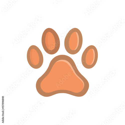 Illustration of Orange Paw Print on Black Background Representing Pets, Animals, and Veterinary Themes
