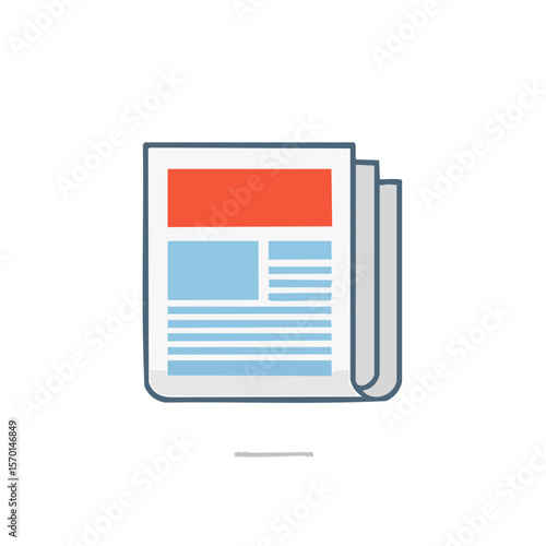 Newspaper stack flat design style, illustrating articles, headlines and informational blocks on newsprint pages