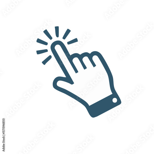 Hand Cursor Clicking Icon, Symbol for Selection, Touching, and Digital Interaction