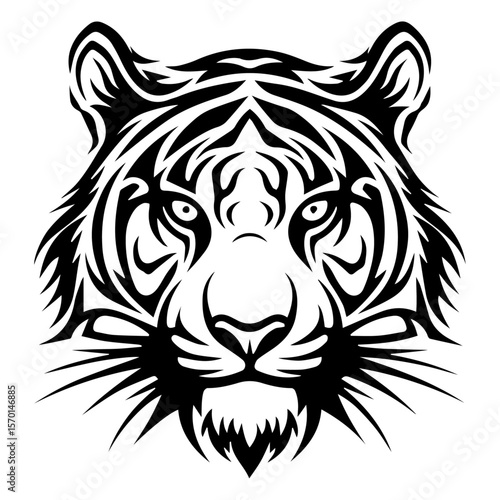 Tribal Tiger Head Tattoo Vector
