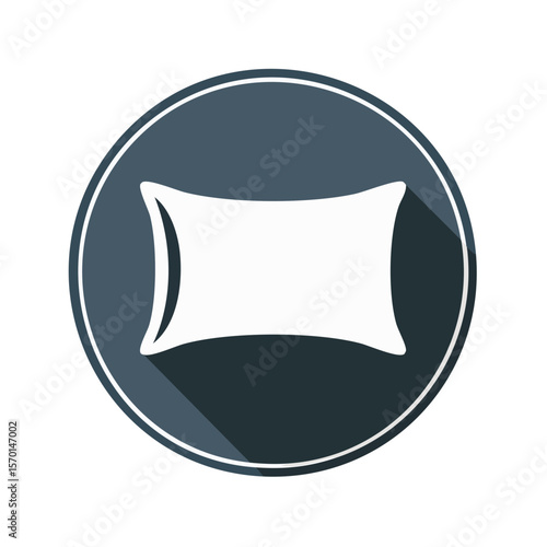 Cushion Comfort: Pillow Resting on Gray Circle Icon with Dark Shadow for Interior Design, Sleep, and Relaxation