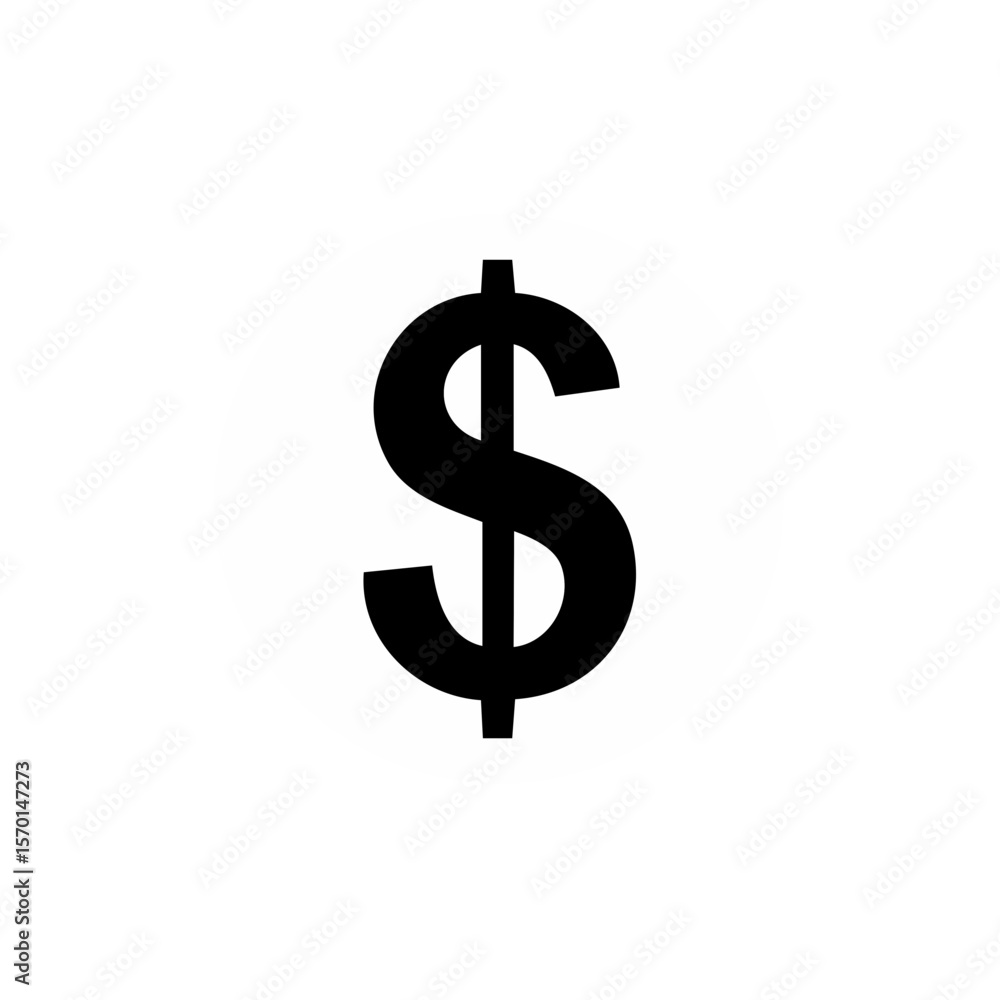 Isolated Dollar Sign in White Circle on Black Background, Financial Concept Isolated Dollar Sign in White Circle on Black Background, Financial Concept