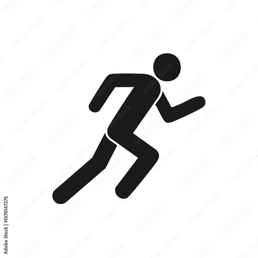 Running Man Symbol on Black Background. Simple Icon for Sport, Fitness, and Active Lifestyle Graphics for UI or Web Projects. Running Man Symbol on Black Background. Simple Icon for Sport, Fitness, and Active Lifestyle Graphics for UI or Web Projects.