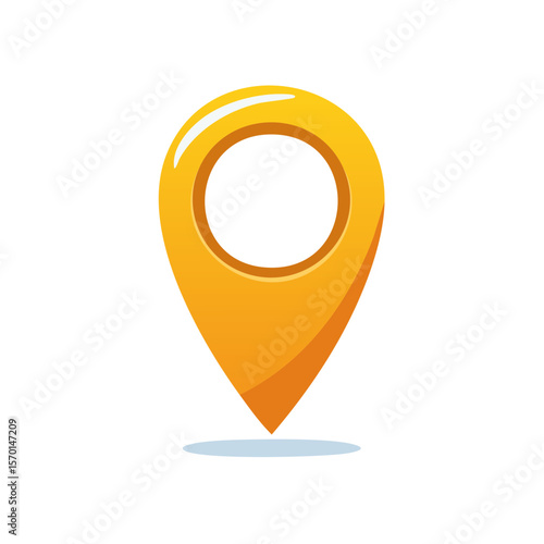 Bright yellow location marker icon for map navigation and geolocation app design and placement illustration for website and ui design