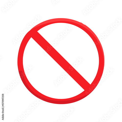 Red Prohibition Symbol with a Slash on Black Background, No Sign Icon, Warning Symbol