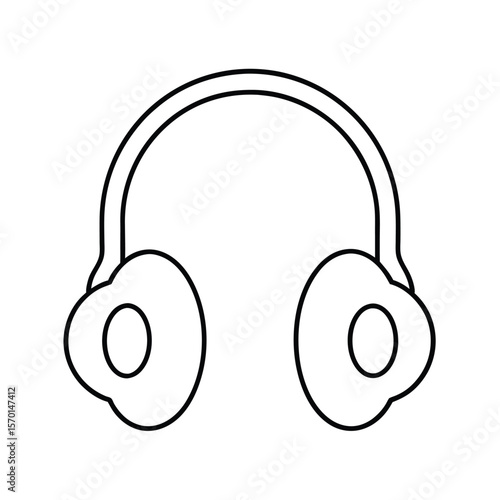 Noise canceling headset sensory therapy line art Vector illustration