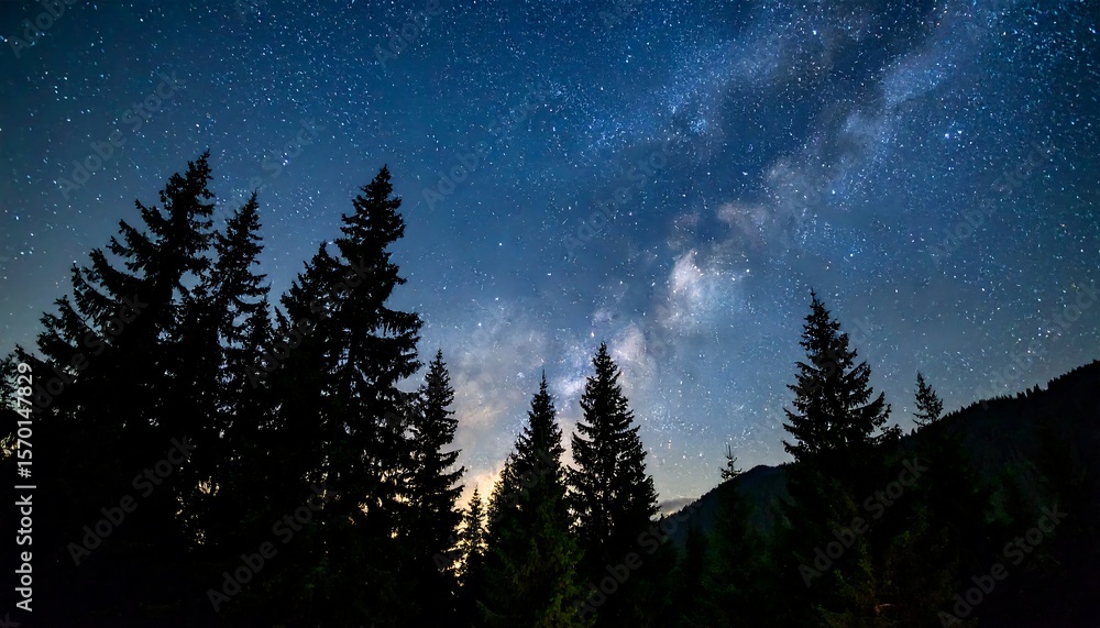 Fototapeta premium Milky Way over a dark forest
