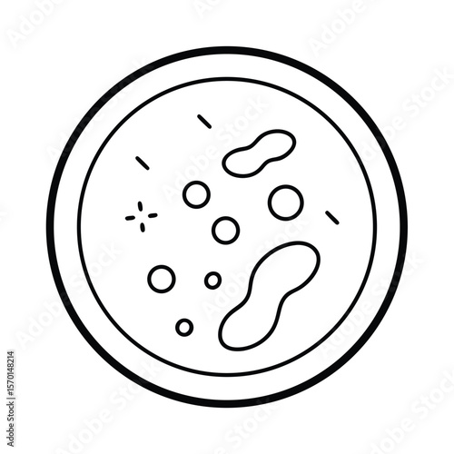 Petri dish bacterial colony science line art Vector illustration