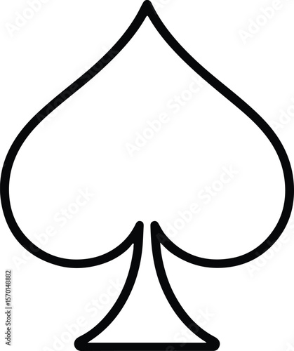 Silhouette spade card suit symbol outline black Vector illustration