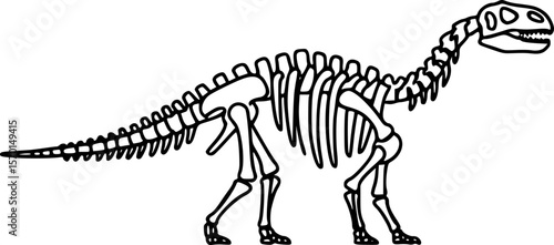 Long-necked Dinosaur Skeleton Fossil Outline Icon