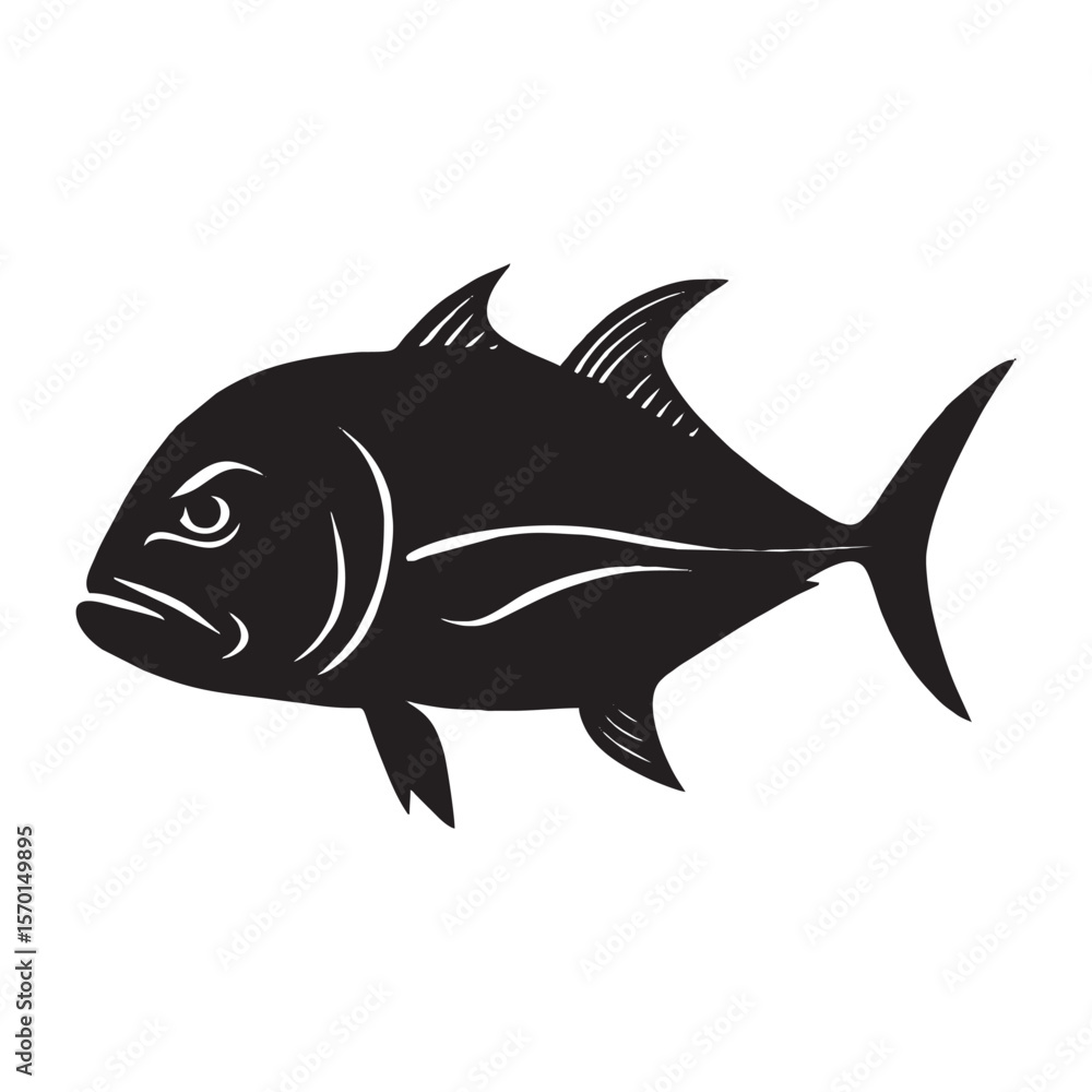 Fototapeta premium silhouette photo of giant trevally with white background