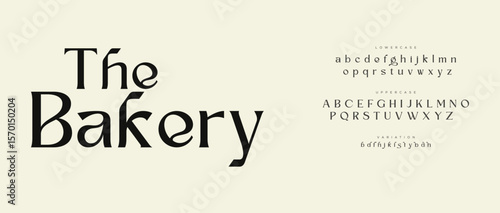Bakery Classy elegant font, vintage type or luxury premium typeface, vector English royal alphabet. 