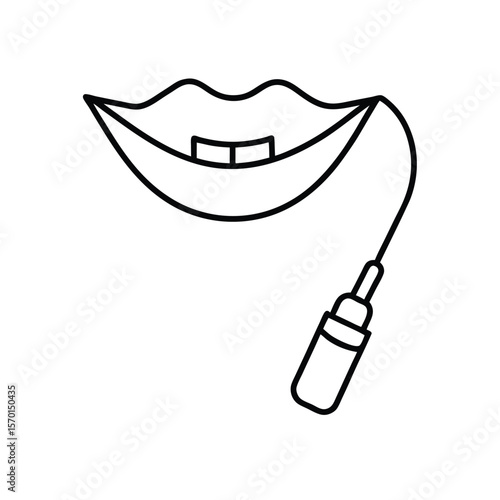 Teeth whitening kit light mouthpiece dental line art Vector illustration