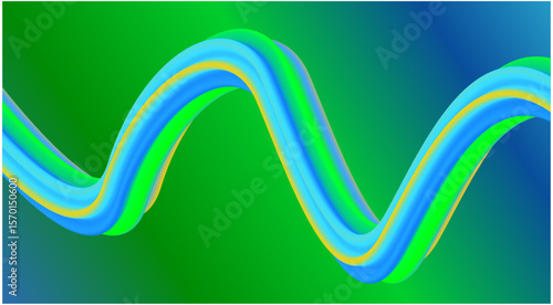 Blend 3D Flowing Gradient Green Cyan Background Design Stylized Art Vector Illustration