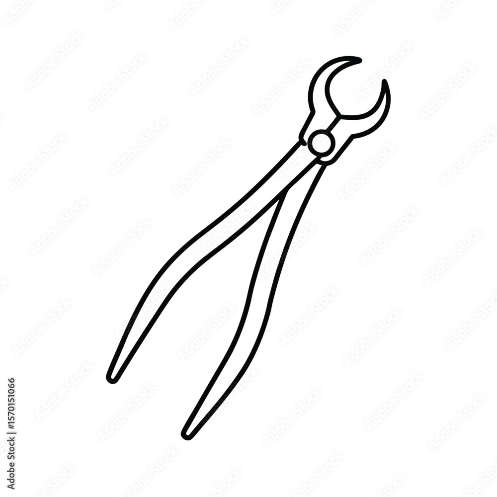 Obraz premium Tooth extraction forceps clean line art format Vector illustration