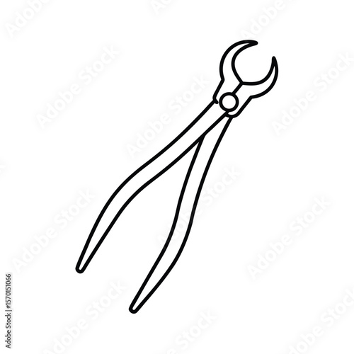 Tooth extraction forceps clean line art format Vector illustration